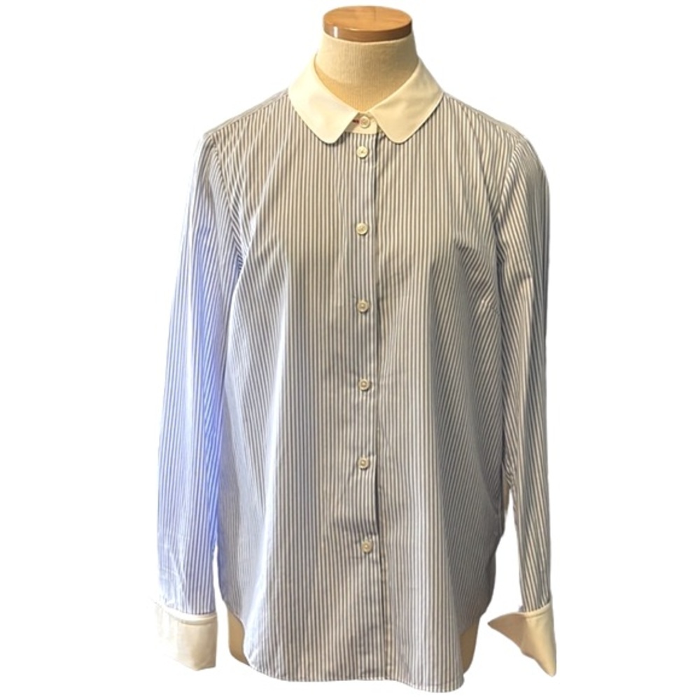 Kate Spade Striped Button Down Shirt, Blue/White, size 10 - Picture 4 of 14